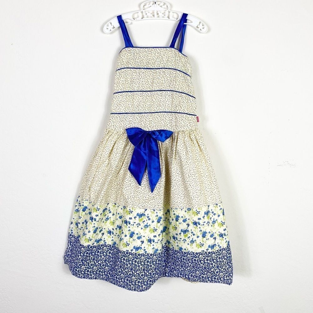 Shrawanti Girl’s Yellow & Blue Floral Long Dress